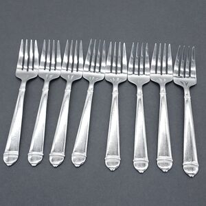 Towle Copenhagen Salad Forks 18/10 Set Of 8 Glossy Stainless 7 3/8" Flatware